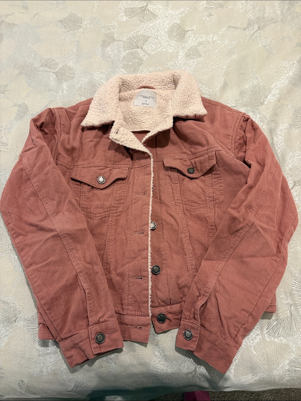 Angel Kiss Dusty Rose Corduroy Sherpa Jacket